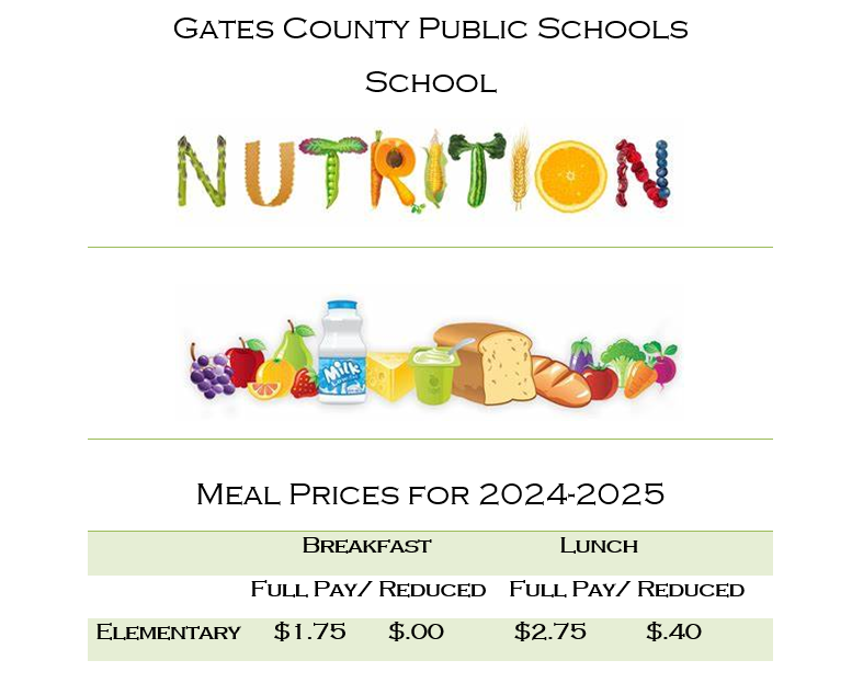 2024 -2025 meal prices